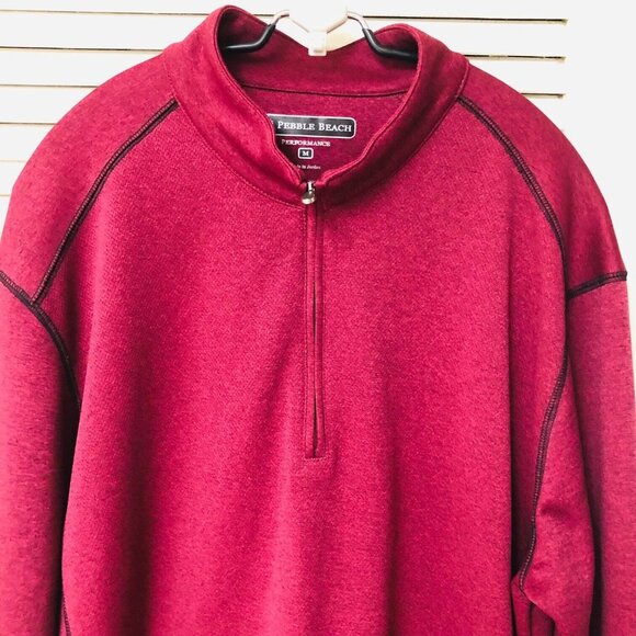 Pebble Beach Performance Golf Pullover Shirt Jacket Men's M Burgundy 1/4 Zip - Picture 2 of 4